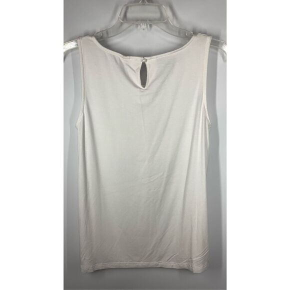 iGENJUN Women's Sleeveless Keyhole Back Button Pleated Top White Size Small - Picture 7 of 7